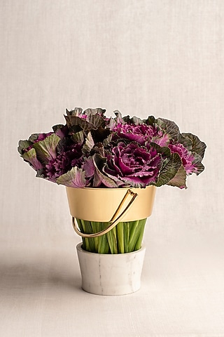 Golden Brass & Marble Balti Vase by Ikkis